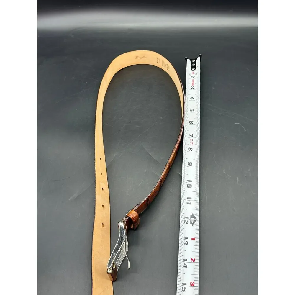 Garuglieri Made Italy Croc Pattern Leather Brown Belt 1 1/4